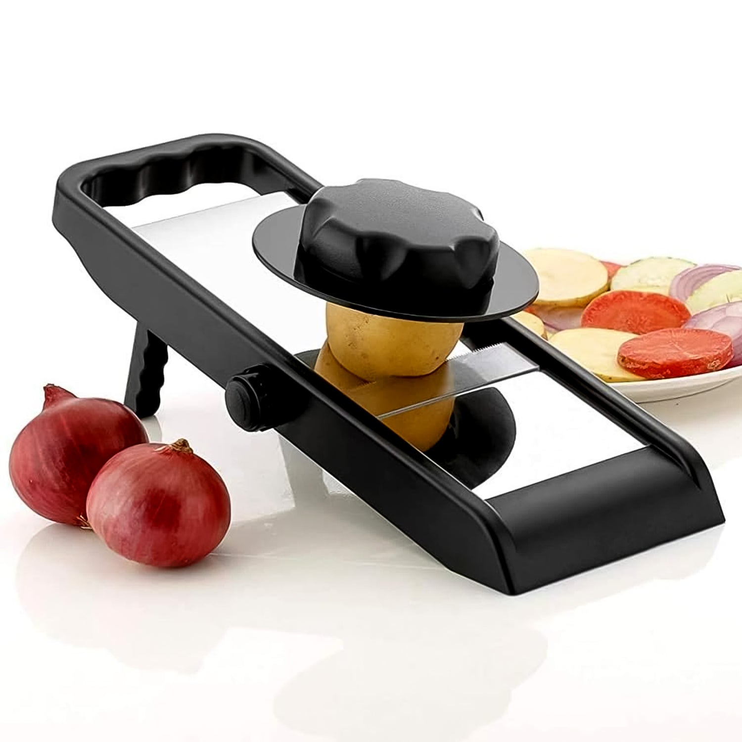 Adjustable Slicer Stainless Steel And Plastic Premium Multipurpose Potato  Onion Slicer And Grater (1 Pc) Adjustable Slicer Stainless Steel And Plastic Premium Multipurpose Potato  Onion Slicer And Grater (1 Pc)